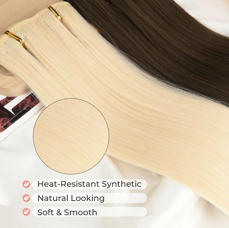 GlamWig 24 Inch Straight Hair Extensions, 6pcs Clip-In Synthetic Hair for Women & Girls, Heat Resistant & Glueless, 22 Colors Available, Synthetic Material Wig for Daily Life &Special Occasions, Halloween, Christmas & New Year Necessity, Beginner Friendly