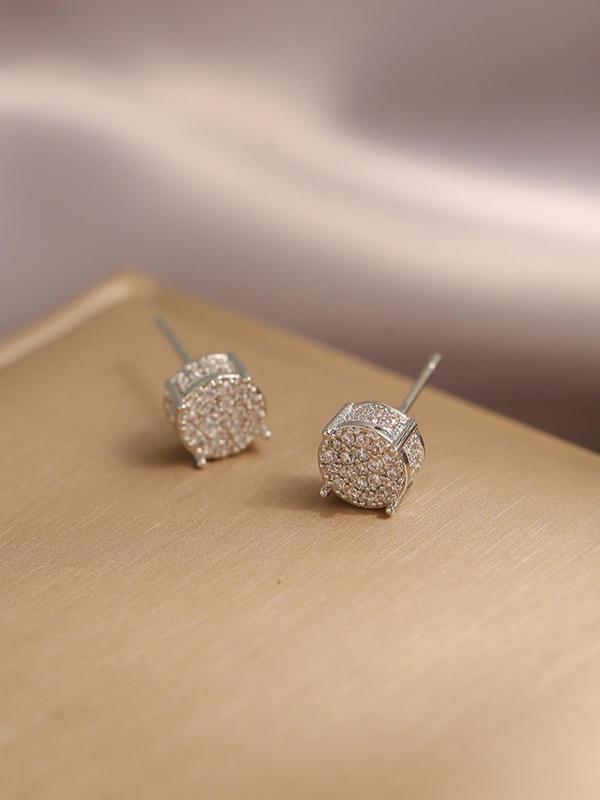 Rhinestone Decorated Stud Earrings (1 Pair), Fashionable Jewelry for Women & Men, Trendy All-match & Exquisite Jewelry for Party & Daily Clothing Decor