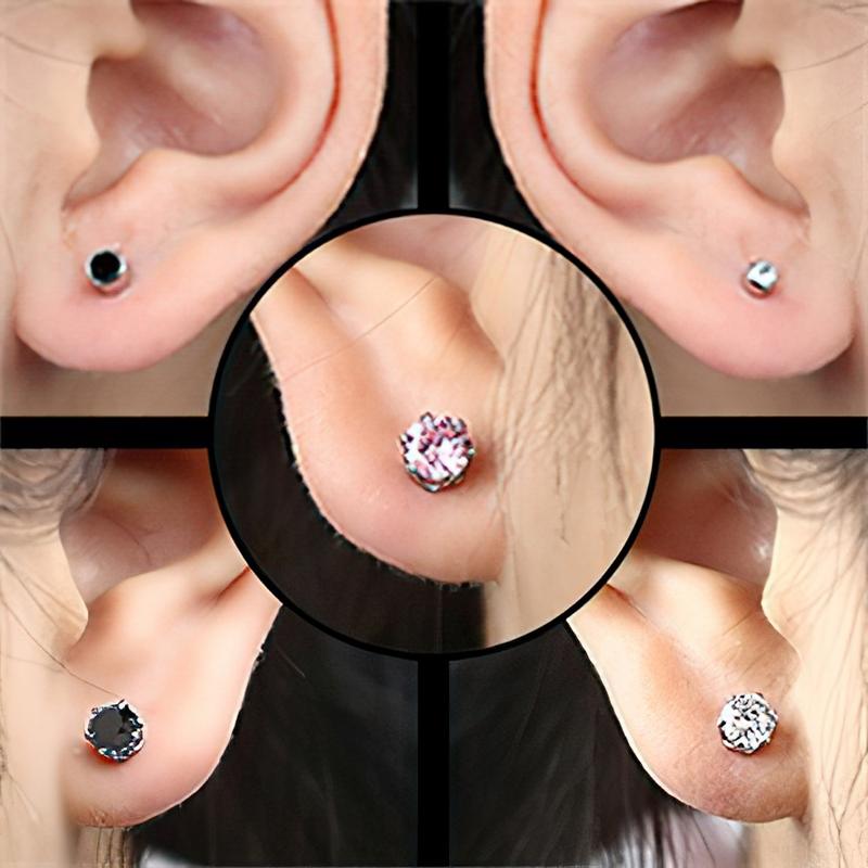 4-piece set of rhinestone stud earrings and disposable piercing tool Burke earring piercing kit Nasal nails tool pierced ear men