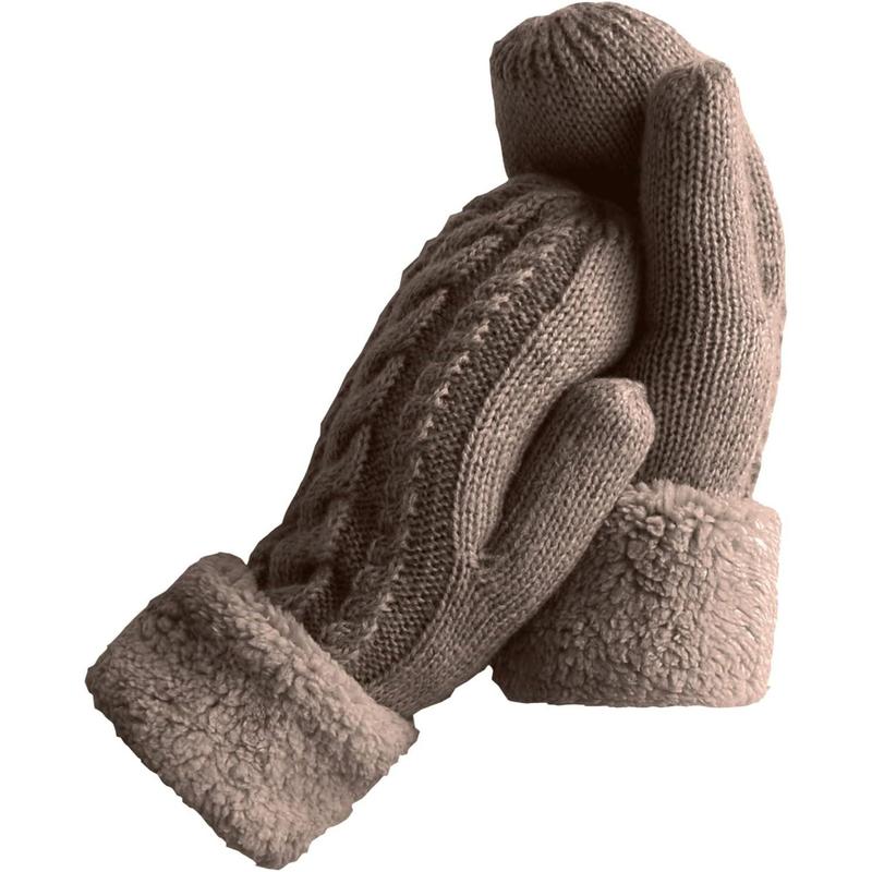 Women's Winter Gloves Warm Lining - Cozy Wool Knit Thick Gloves Mittens