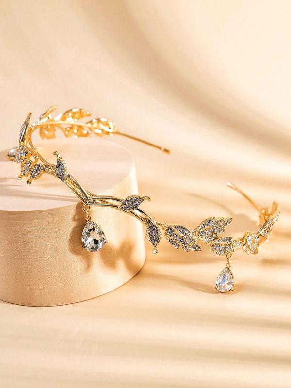 Elegant Rhinestone Decorated Leaf Design Head Hoop, Exquisite Retro Style Head Hoop for Women and Girls As Valentine’s Day Gift, Casual All-match Hair Accessories for Party, Daily Clothing Decoration