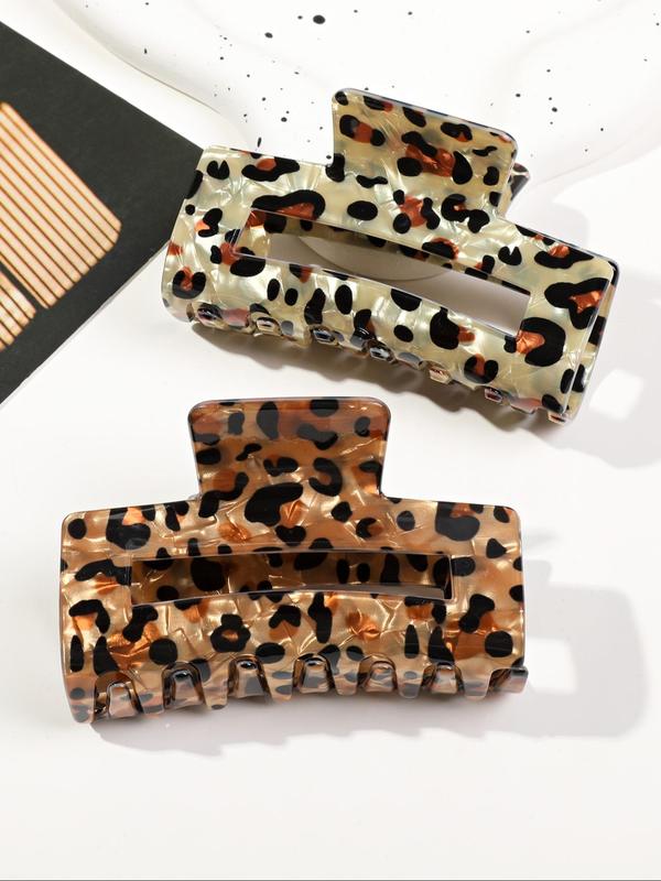 Fashion Leopard Pattern Hair Claws, Casual Versatile Hair Accessories for Women, Minimalist Headwear Suitable for Thick Hair