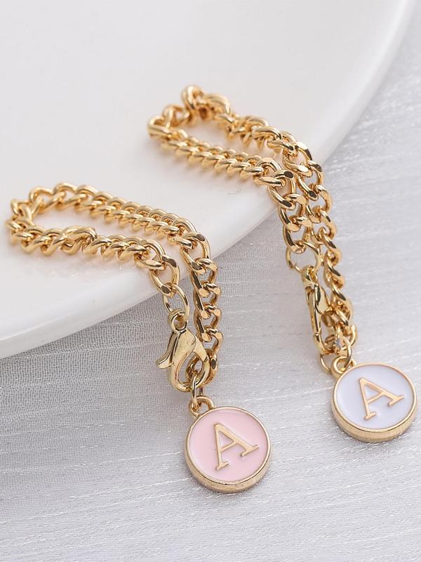 Simple Letter Charm (2pcs), Fashionable Jewelry for Women & Girls, Party, Daily Clothing Decor, Trendy All-match & Exquisite Jewelry for Birthday Gift