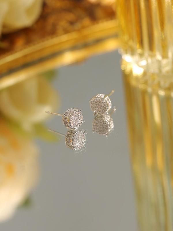 Rhinestone Decorated Stud Earrings (1 Pair), Fashionable Jewelry for Women & Men, Trendy All-match & Exquisite Jewelry for Party & Daily Clothing Decor