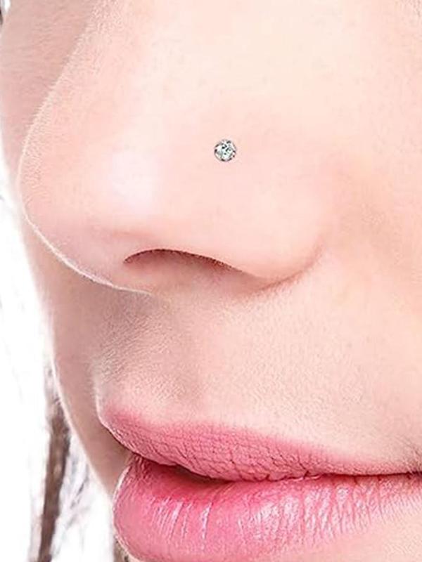 6pcs Unisex Punk Style Rhinestone Nose Rings, Trendy Simple Nose Rings, Fashionable Body Jewelry for Men & Women for Party Decoration