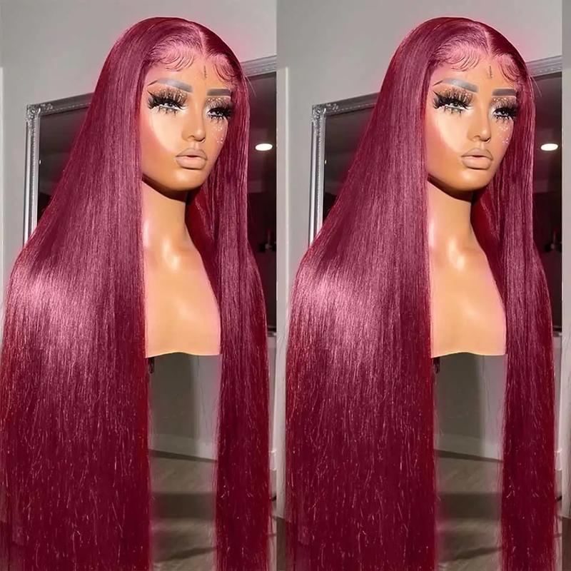 Burgundy 99J Straight 13X6 Lace Frontal Wigs 13X4 HD Transparent Lace Front Human Hair Wigs 99J Colored Human Hair Wigs