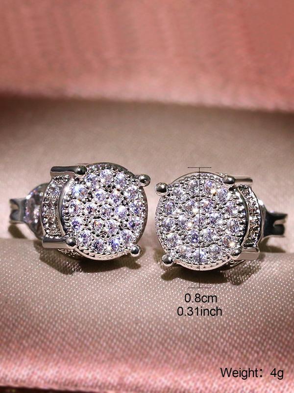 Rhinestone Decorated Stud Earrings (1 Pair), Fashionable Jewelry for Women & Men, Trendy All-match & Exquisite Jewelry for Party & Daily Clothing Decor