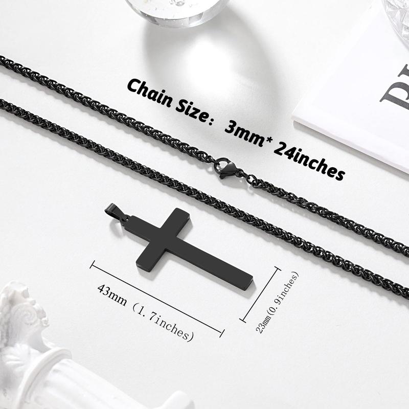 Cross Necklace for Men, Valentines Day Birthday Christmas Gifts for Son Grandson Nephew Brother Boyfriend Mens