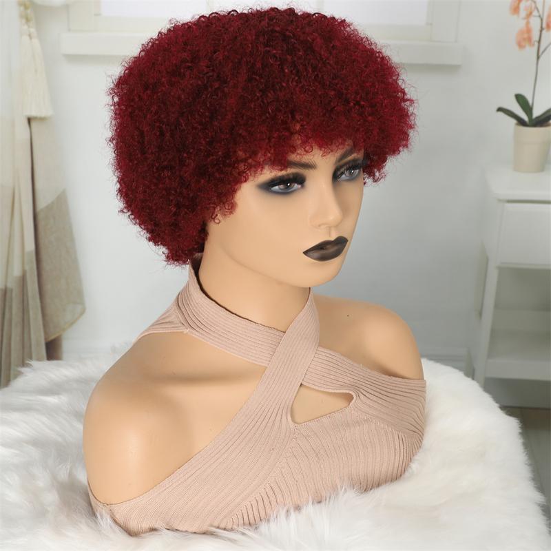 Liddywig Black Short Afro Kinky Curly Wig For Woman 100% Human Hair Wigs 180% Density Pixie Curl Afro Wig Afro Kinky Curly Wigs