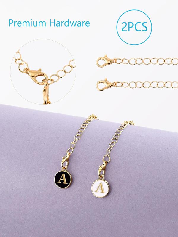 Letter Pattern Keychain with Chain , 2pcs Cute Alloy Keychain for Men & Women, Backpack Cup Accessories, Jewelry Pendant, Creative Gifts