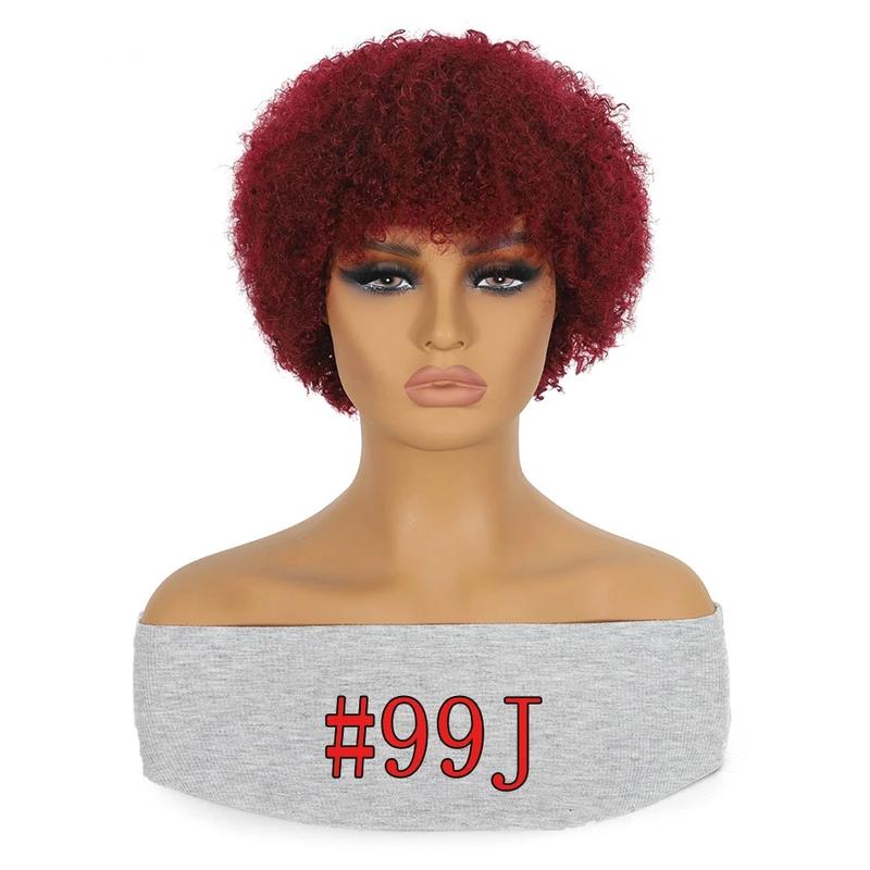 Liddywig Black Short Afro Kinky Curly Wig For Woman 100% Human Hair Wigs 180% Density Pixie Curl Afro Wig Afro Kinky Curly Wigs