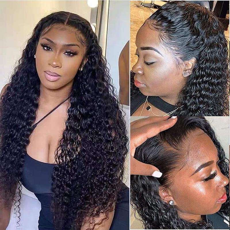 Bling Hair Clearance Sale 13x4 13x6 HD Transparent Lace Wig Deep Wave Brazilian Human Hair Lace Frontal Wig for Women Curly Pre Plucked 30 32 Inches 180% Natural Hairline