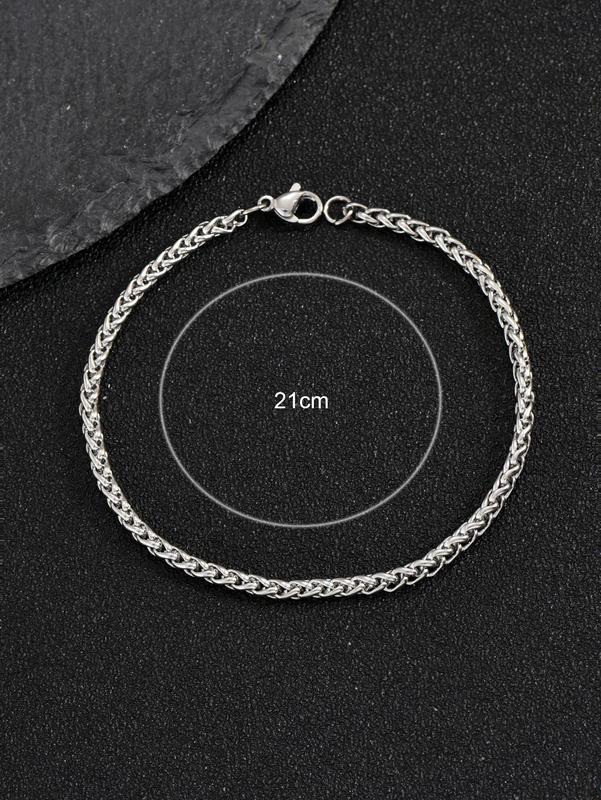 Men's Simple Plain Color Stainless Steel Link Bracelet, Casual Trendy Versatile Accessory, Daily Clothing Decoration