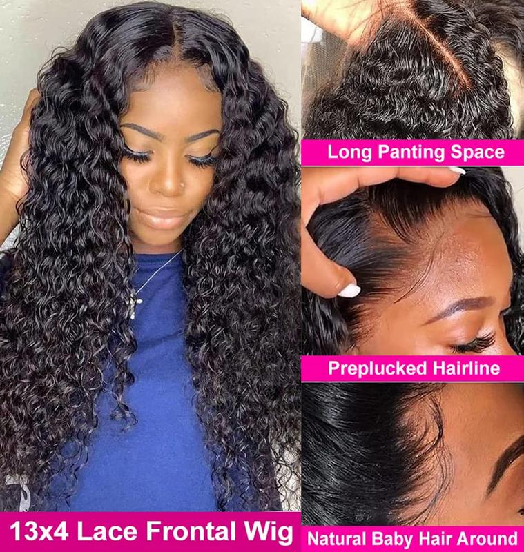 Bling Hair Clearance Sale 13x4 13x6 HD Transparent Lace Wig Deep Wave Brazilian Human Hair Lace Frontal Wig for Women Curly Pre Plucked 30 32 Inches 180% Natural Hairline