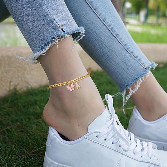 Ankle Bracelets for Women, Anklets for Women, Gold Anklets for Women, Initial Anklet for Women, Butterfly Anklets for Women