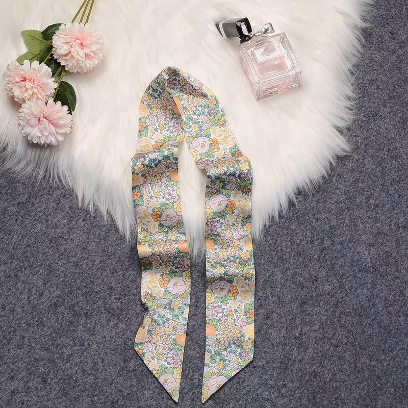 1 pack 47 inches forest & animal print floral print Fashion scarf headband scarf hair ribbon handbag handle wrap Tie Scarf purse scarf Neckerchief Scarf for women scarf for bag purse scarf neckerchief hairscarf