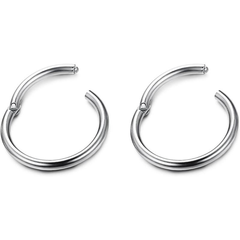 FLORIDECO 3 Pairs Stainless Steel 16G Sleeper Earrings Septum Clicker Nose Lip Ring Body Piercing Jewelry Daily 6 8 10MM