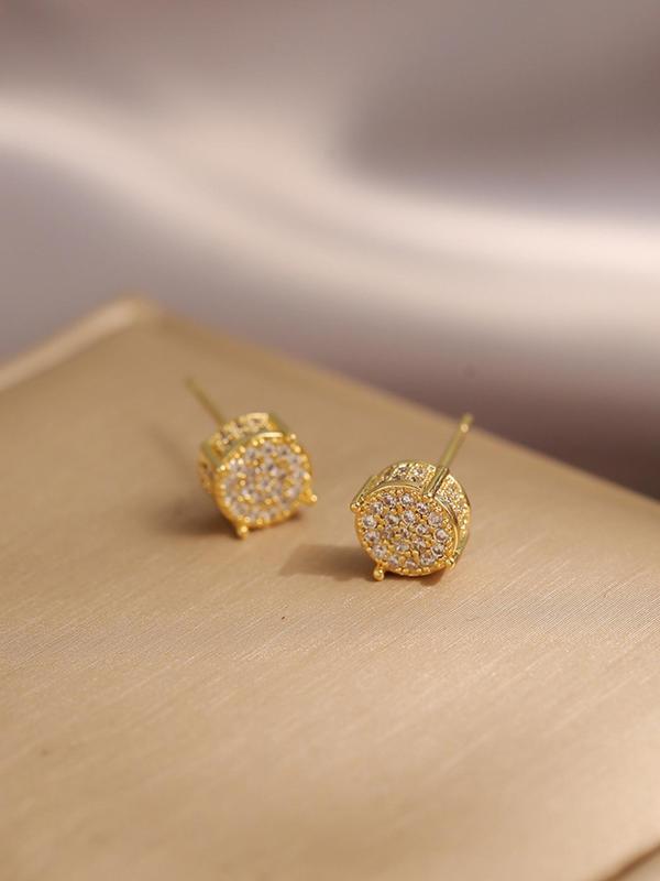 Rhinestone Decorated Stud Earrings (1 Pair), Fashionable Jewelry for Women & Men, Trendy All-match & Exquisite Jewelry for Party & Daily Clothing Decor