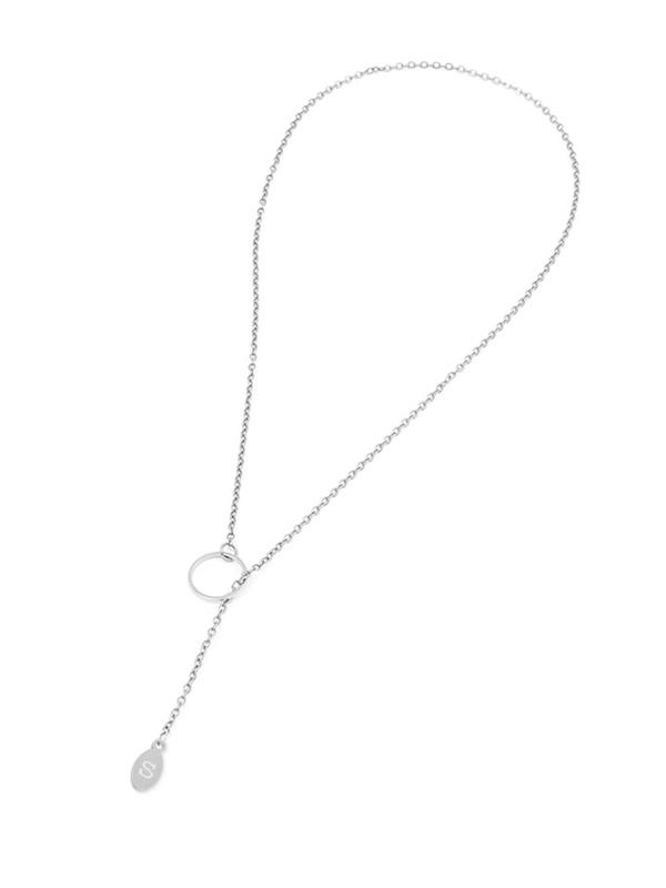 Simple Letter Pendant Necklace for Women, Luxury Jewelry, Round Charm Stainless Steel Jewelry for Party, Daily Clothing Decor, Trendy All-match & Exquisite Jewelry for Birthday Gift