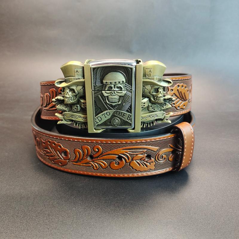 Poker Cowboy Leather Printed Belt Skull Western Beltt Buckles Men's Women's Belt Buckle  removable westem cowboy Buckle Costume Decoration