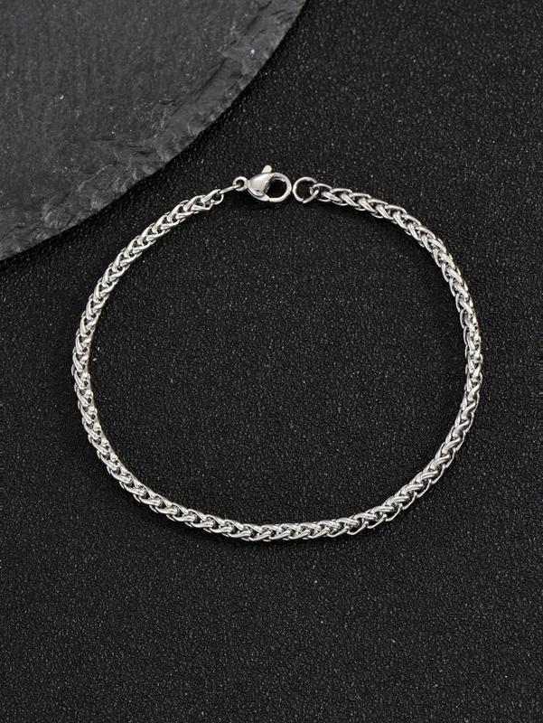 Men's Simple Plain Color Stainless Steel Link Bracelet, Casual Trendy Versatile Accessory, Daily Clothing Decoration