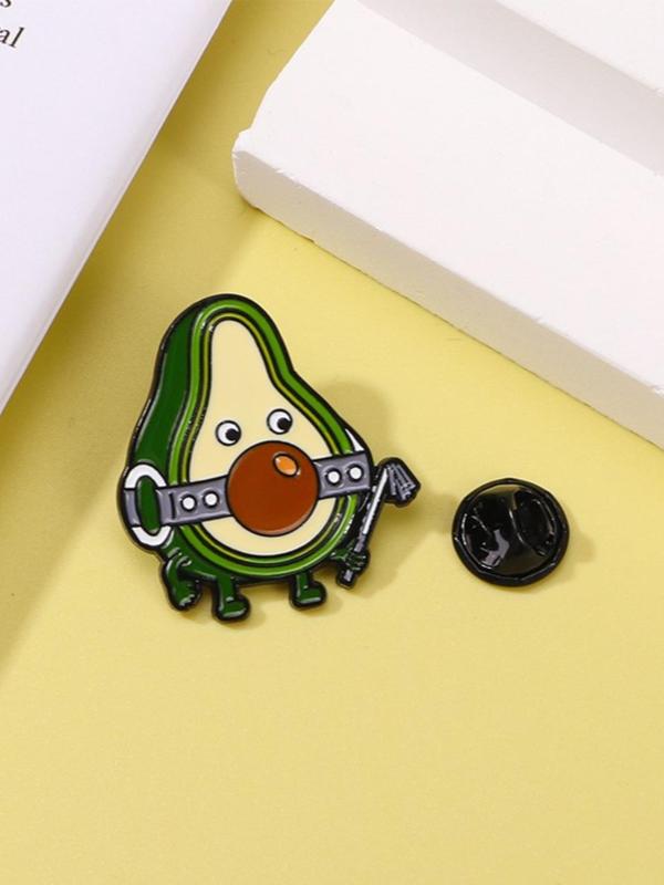 Cute Cartoon Avocado Design Brooch, Fashion Alloy Badge for Daily Clothing Decor, Trendy All-match & Exquisite Brooch for Birthday Gift