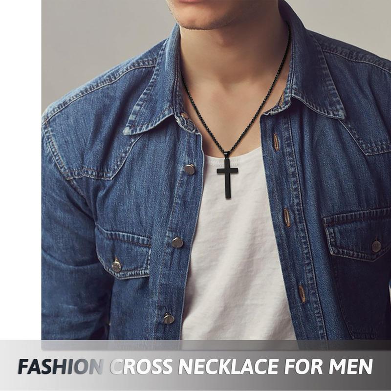 Cross Necklace for Men, Valentines Day Birthday Christmas Gifts for Son Grandson Nephew Brother Boyfriend Mens