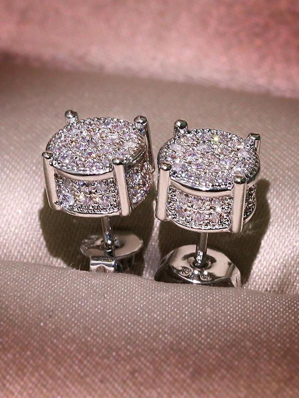 Rhinestone Decorated Stud Earrings (1 Pair), Fashionable Jewelry for Women & Men, Trendy All-match & Exquisite Jewelry for Party & Daily Clothing Decor