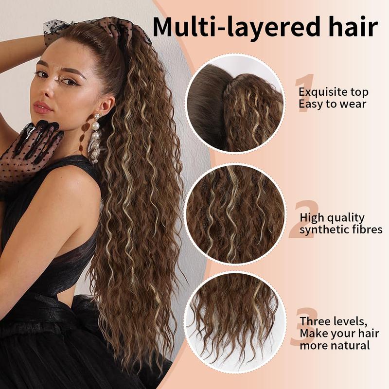 Ponytail Extension Claw Ponytail Long Wavy Ponytail Extension Black 30 Inch Curly Clip Ponytail in Hair Extensions For Women Fluffy Natural Looking Synthetic Hairpiece for Daily Use Easy To Go