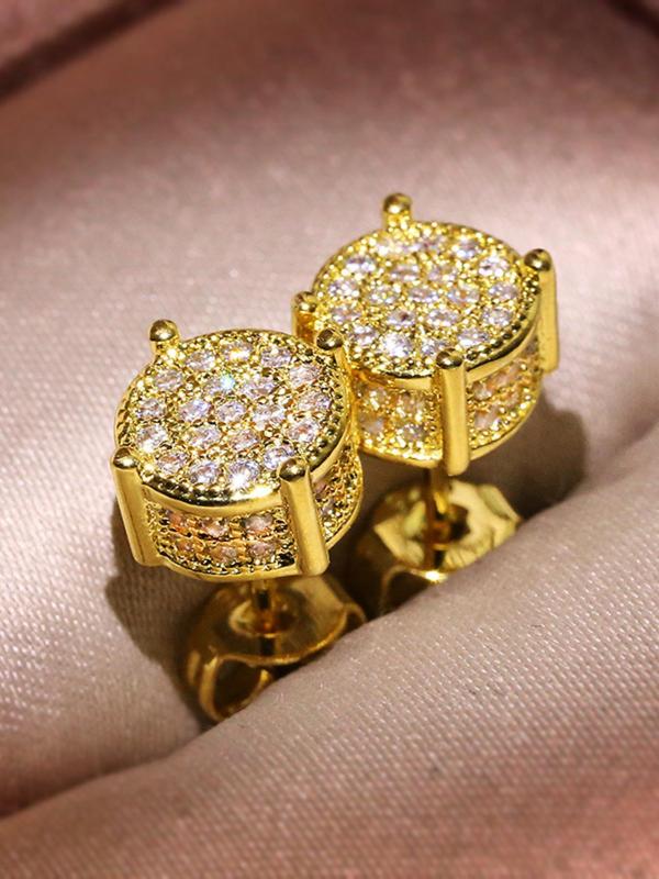 Rhinestone Decorated Stud Earrings (1 Pair), Fashionable Jewelry for Women & Men, Trendy All-match & Exquisite Jewelry for Party & Daily Clothing Decor