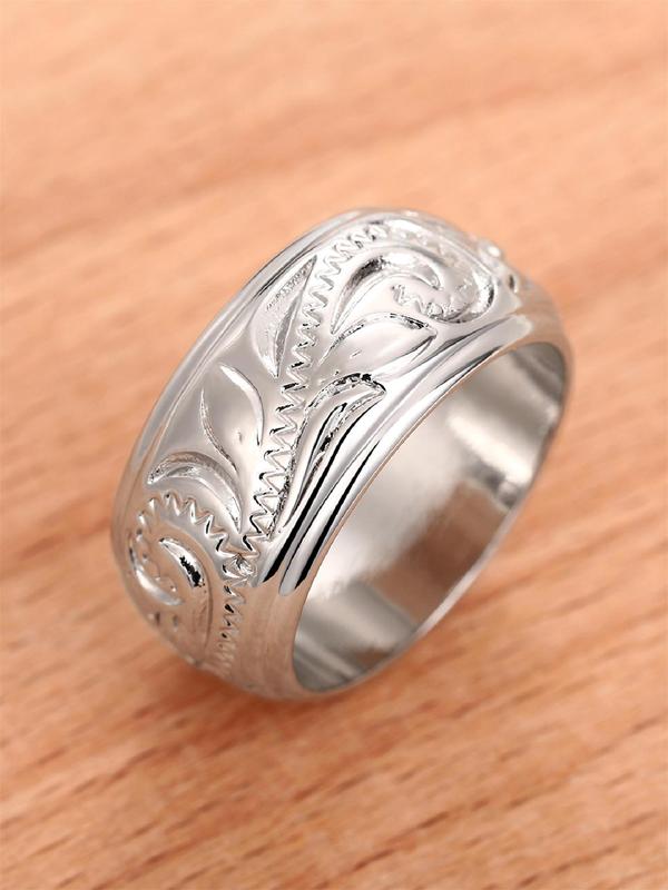 Vintage Flower Engraved Ring for Women, Fashion Jewelry for Party, Daily Decor, Trendy All-match & Exquisite Jewelry for Birthday Gift