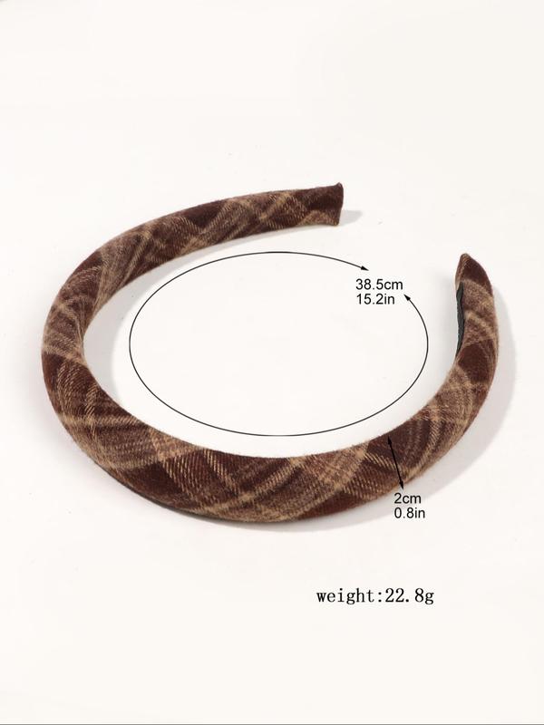 Vintage Plaid Pattern Headband, Casual Wide Band Hair Hoop for Women & Girls, Fashion Hair Accessories for Daily Wear