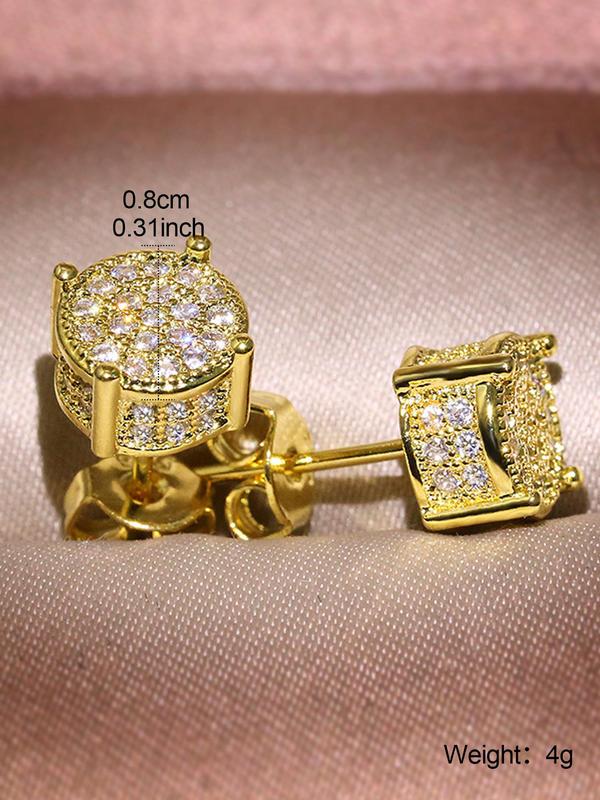 Rhinestone Decorated Stud Earrings (1 Pair), Fashionable Jewelry for Women & Men, Trendy All-match & Exquisite Jewelry for Party & Daily Clothing Decor