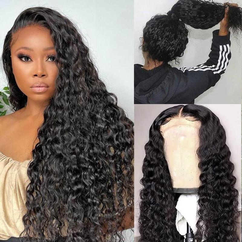 Bling Hair Clearance Sale 13x4 13x6 HD Transparent Lace Wig Deep Wave Brazilian Human Hair Lace Frontal Wig for Women Curly Pre Plucked 30 32 Inches 180% Natural Hairline