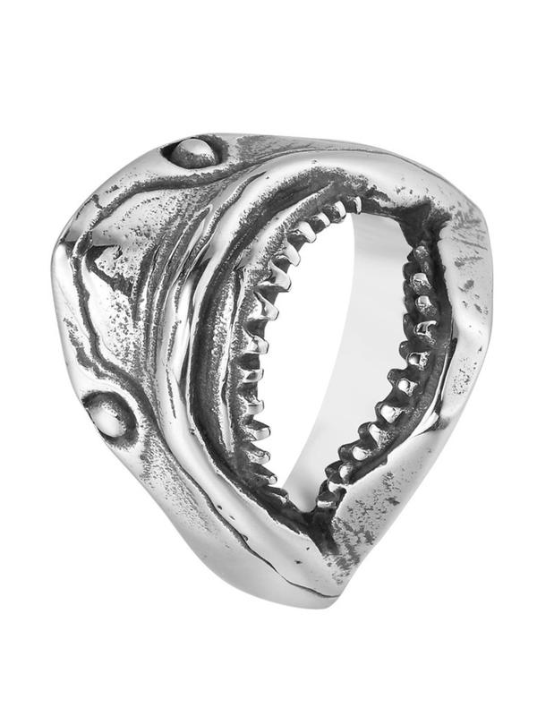 Matching Shark Design Ring, Stainless Steel Vintage Rings Jewelry for Men & Women, Casual Jewelry for Party, Classic Fashion Accessories for Daily Used