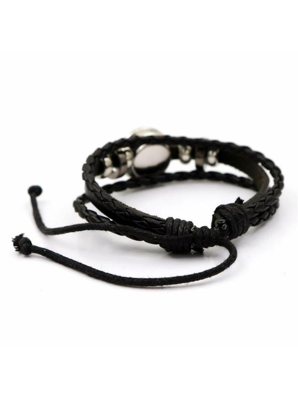 Glow in The Dark Charm Leather Bracelet, Fashionable Moon & Star Design Bangle for Women & Men, Trendy All-match & Exquisite Jewelry for Birthday Gift