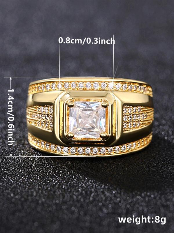 Hot Fashion Rhinestone Decorated Ring, Elegant Wedding Engagement Party Accessories for Men, Trendy All-match & Exquisite Jewelry