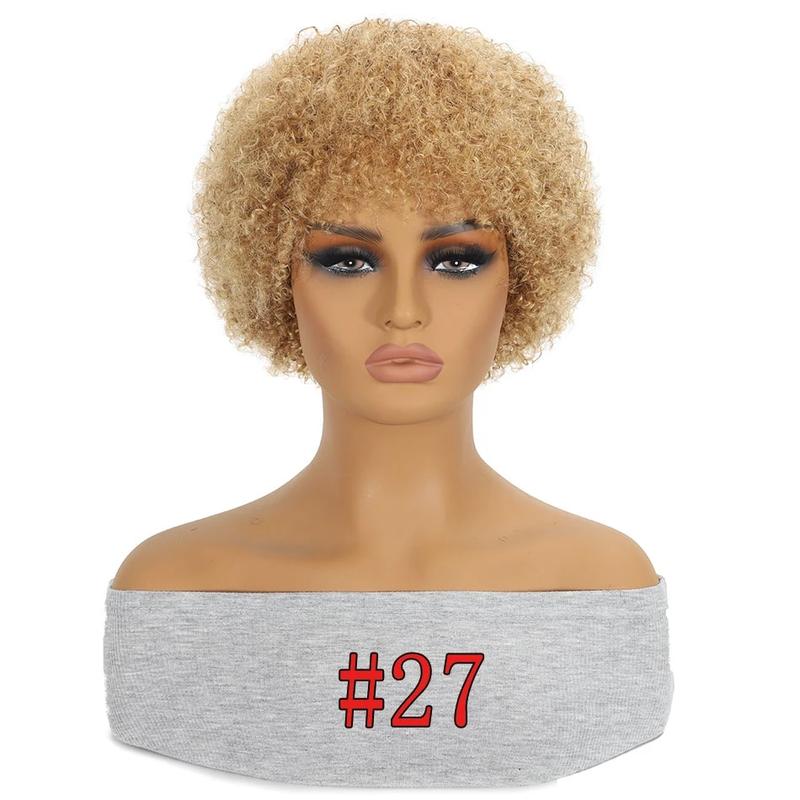 Liddywig Black Short Afro Kinky Curly Wig For Woman 100% Human Hair Wigs 180% Density Pixie Curl Afro Wig Afro Kinky Curly Wigs