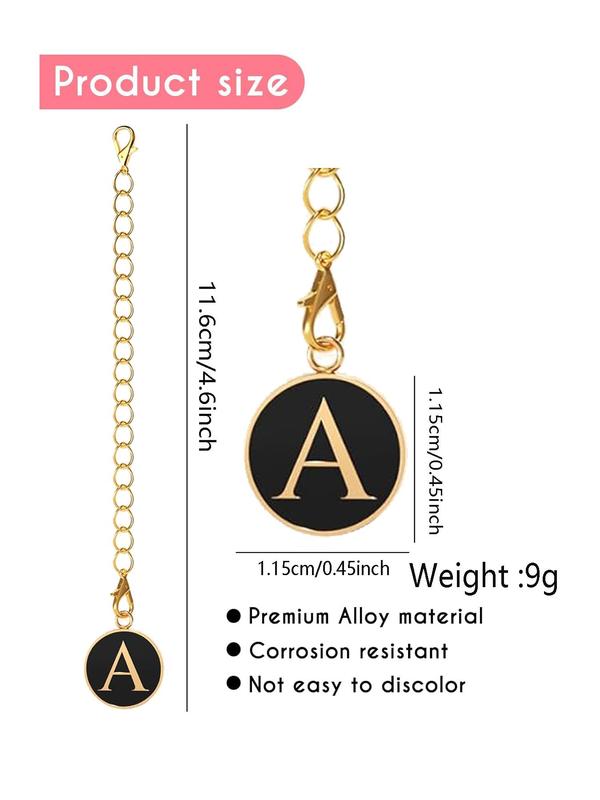 Letter Pattern Keychain with Chain , 2pcs Cute Alloy Keychain for Men & Women, Backpack Cup Accessories, Jewelry Pendant, Creative Gifts