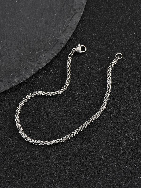 Men's Simple Plain Color Stainless Steel Link Bracelet, Casual Trendy Versatile Accessory, Daily Clothing Decoration