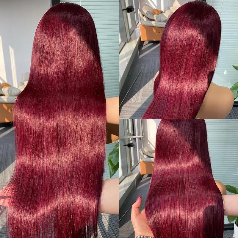 Burgundy 99J Straight 13X6 Lace Frontal Wigs 13X4 HD Transparent Lace Front Human Hair Wigs 99J Colored Human Hair Wigs