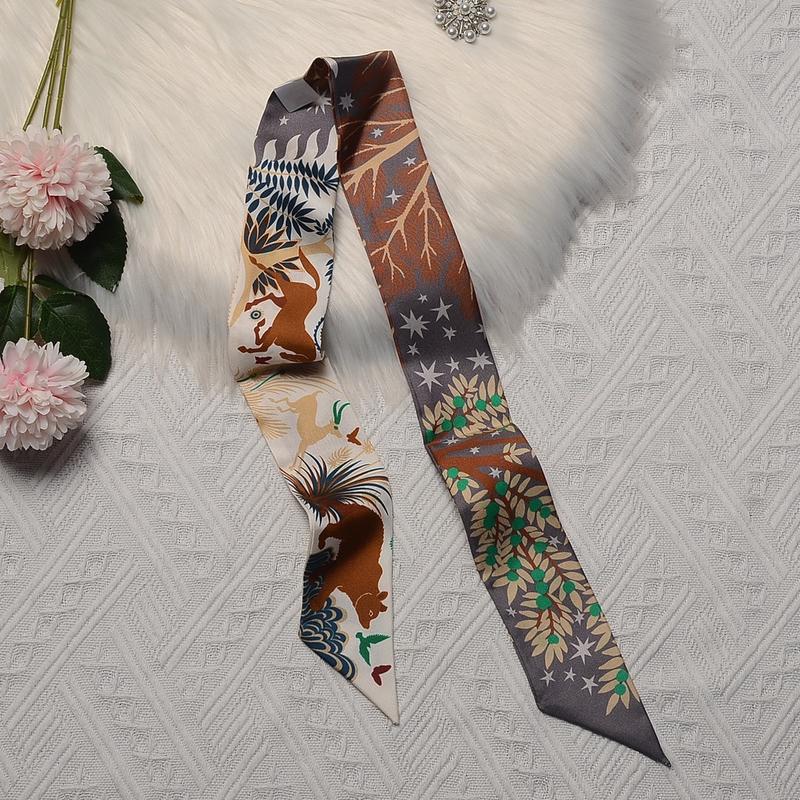 1 pack 47 inches forest & animal print floral print Fashion scarf headband scarf hair ribbon handbag handle wrap Tie Scarf purse scarf Neckerchief Scarf for women scarf for bag purse scarf neckerchief hairscarf