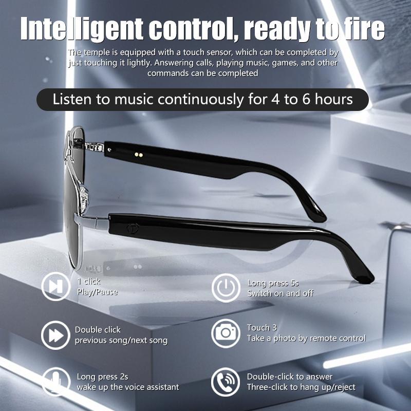 Wireless Smart Glasses, UV Protective Wireless BT Smart Glasses, Intelligent Control Smart Sunglasses, Gift for Men & Women