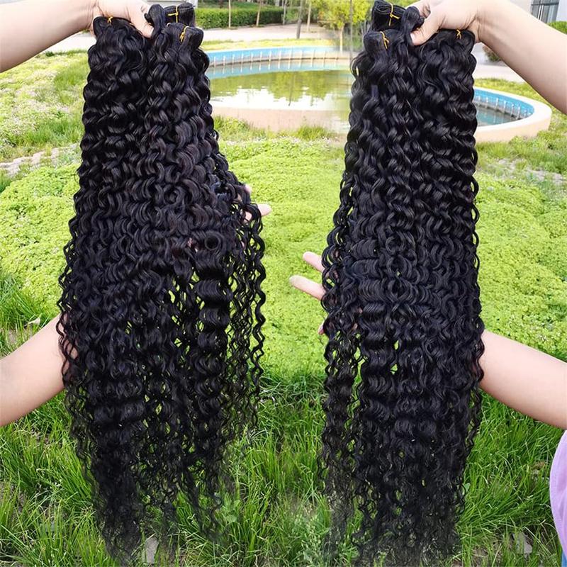 [Ashine] Water Wave Bundles Human Hair 10A Brazilian Virgin Human Hair 14-30 InchesBundles Double Weft Bundles Natural Black Color Wet and Wavy