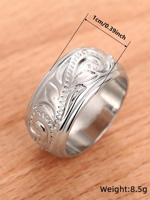 Vintage Flower Engraved Ring for Women, Fashion Jewelry for Party, Daily Decor, Trendy All-match & Exquisite Jewelry for Birthday Gift