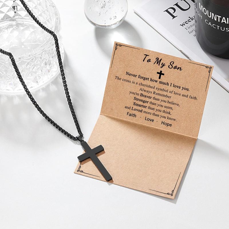 Cross Necklace for Men, Valentines Day Birthday Christmas Gifts for Son Grandson Nephew Brother Boyfriend Mens