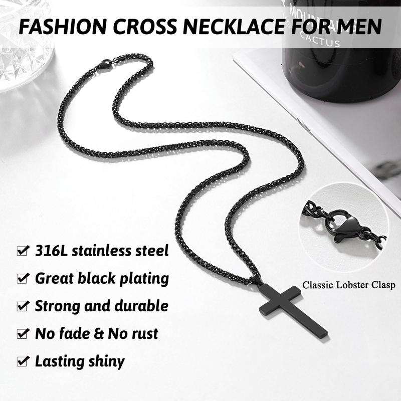 Cross Necklace for Men, Valentines Day Birthday Christmas Gifts for Son Grandson Nephew Brother Boyfriend Mens