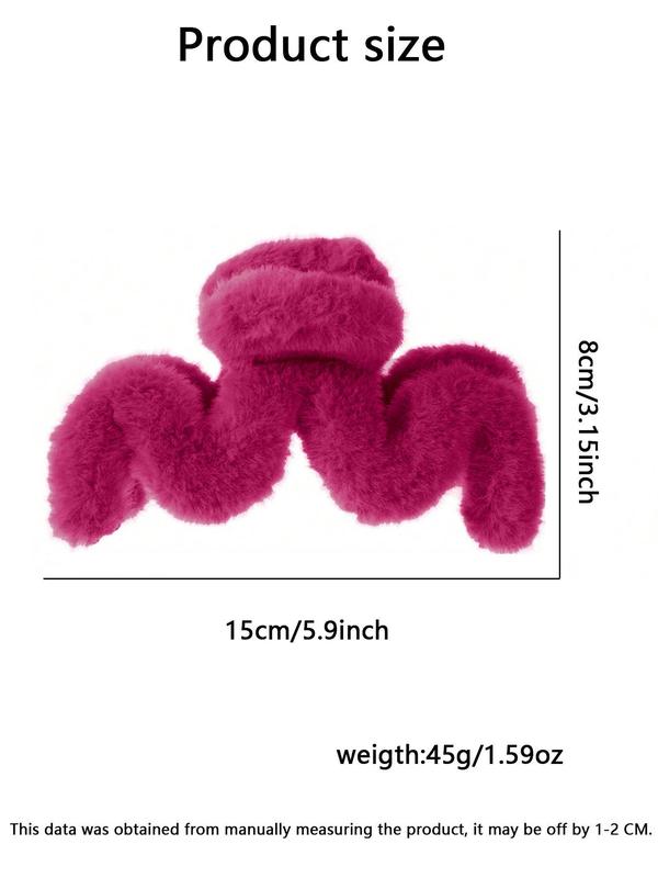 Solid Color Plush Hair Claw, Elegant Hair Accessories for Women & Girls, Minimalist Headwear Suitable for Thick Hair