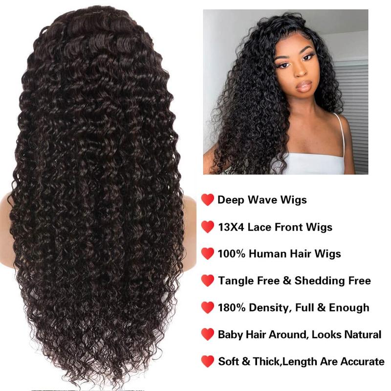 Bling Hair Clearance Sale 13x4 13x6 HD Transparent Lace Wig Deep Wave Brazilian Human Hair Lace Frontal Wig for Women Curly Pre Plucked 30 32 Inches 180% Natural Hairline