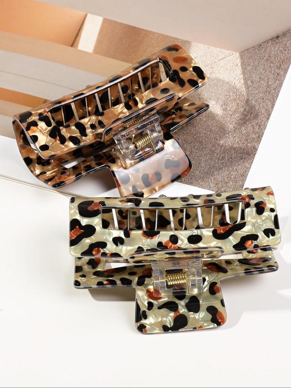 Fashion Leopard Pattern Hair Claws, Casual Versatile Hair Accessories for Women, Minimalist Headwear Suitable for Thick Hair